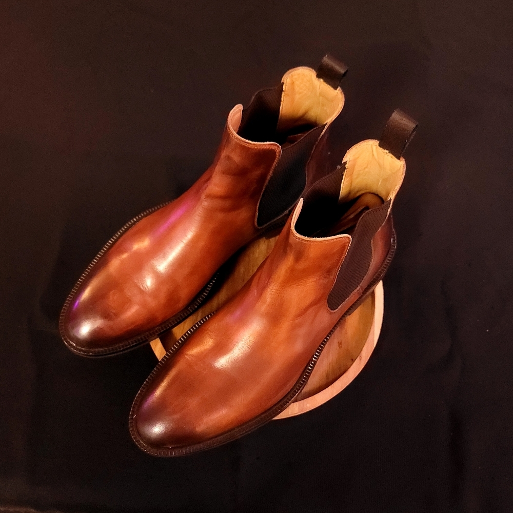 Barneys New York Chelsea boots, burnished brown (video link)